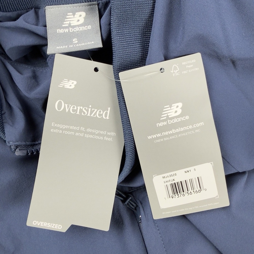 New Balance Oversize‎ Shifted Jacket Lined MJ43520 New Men's Small Navy Blue - Picture 4 of 12